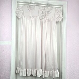 Laura Dare Girls Peignoir Set Long Robe And Gown Size 12 Pink Short Sleeve USA